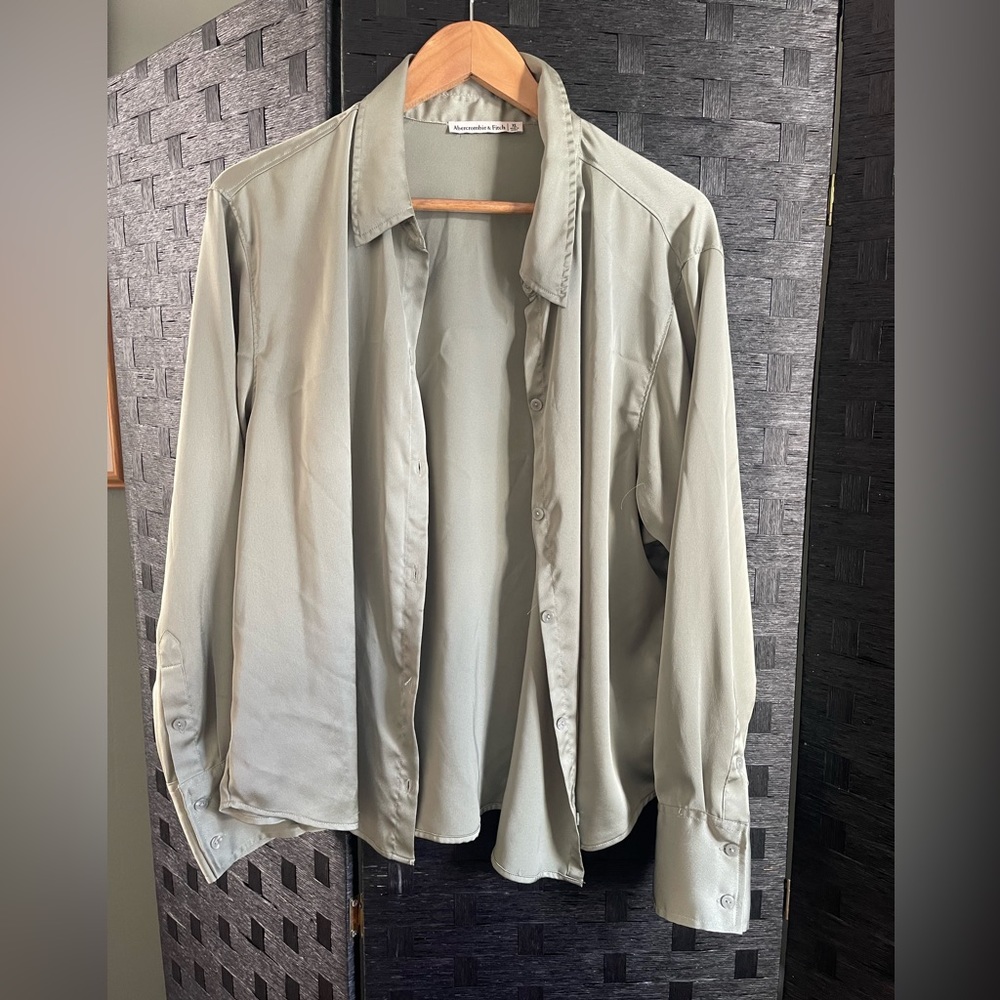 Abercrombie & Fitch light green satin blouse